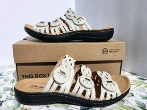 Clarks CollectionSz 10 Off White Laurieann RubyAdjustableStrap Slip On Sandals - Picture 1 of 7