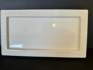 Jonathan Adler White Ceramic Greek Key Rectangular Decorative Tray 12x6.5 - Picture 1 of 8