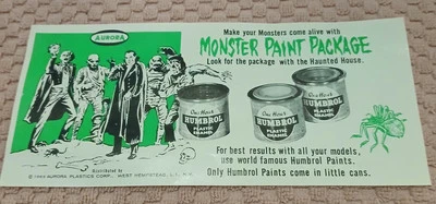 1963 Ultra Rare MONSTER PAINT PACKAGE Flyer For Aurora Monster Models - Image 1 of 2