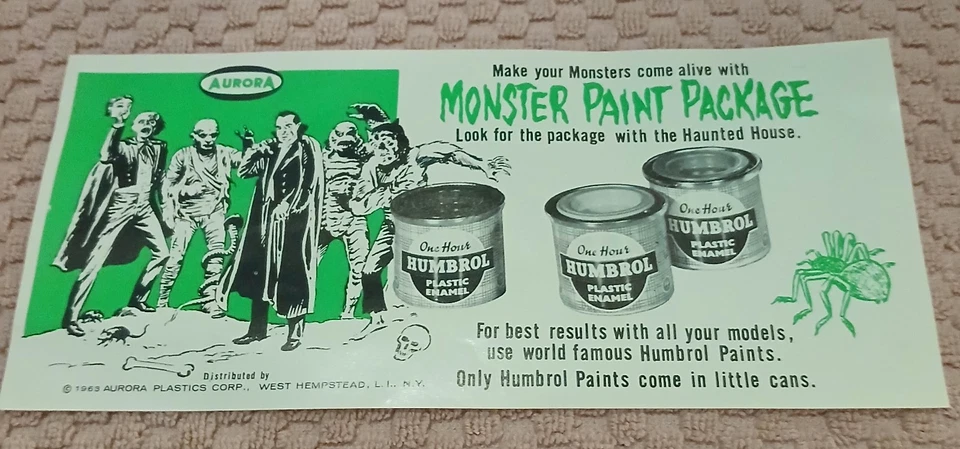 1963 Ultra Rare MONSTER PAINT PACKAGE Flyer For Aurora Monster Models - Image 1 of 2