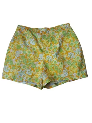 The Lilly Vintage 1960s Lilly Pulitzer Twee High-Rise Shorts Orange Floral Pool - Image 1 of 4