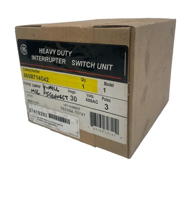 NUEVO PRECINTADO GENERAL ELECTRIC 565B714G42 UNIDAD INTERRUPTOR DESCONEXIÓN 30A 600V 3 POLOS Foto 1 de 2