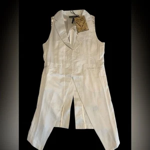 Love Stitch | White Sleeveless shirt / jacket with V-Neck NWT size S. Vest - Picture 1 of 9