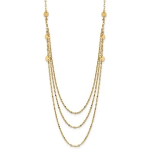 Real 14kt Yellow Gold Triple Layer Polished Circles Fancy Necklace; 18 inch - Picture 1 of 6