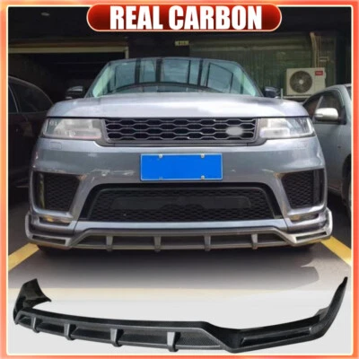 Spoiler labial dianteiro carbono real para Land Rover Range Rover Sport 2013-22  - Imagem 1 de 4