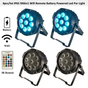 BECEN 9X18w rgbwa uv6in1 Wireless Remote Battery Led Par Light Outdoor Light 4pc - Picture 1 of 8