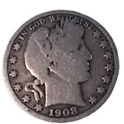  Half Dollar Barber 90% Silver U.S Coin 1908 O New Orleans Mint 50C KM#116