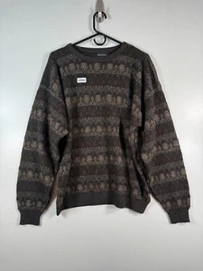 Vtg Marc Edwards Mens Crewneck Abstract Knitted Acrylic Grandpa Sweater Sz XL - Picture 1 of 7