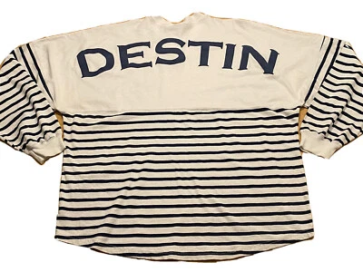 Destin Florida Spirit Jersey 2XL Long Sleeve White Striped Shirt Anchor Beach - Image 1 of 4