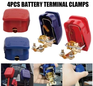 Car Battery Terminals Connectors Van Quick Release Top Post Battery Clamps 4 Pcs - Picture 1 of 24