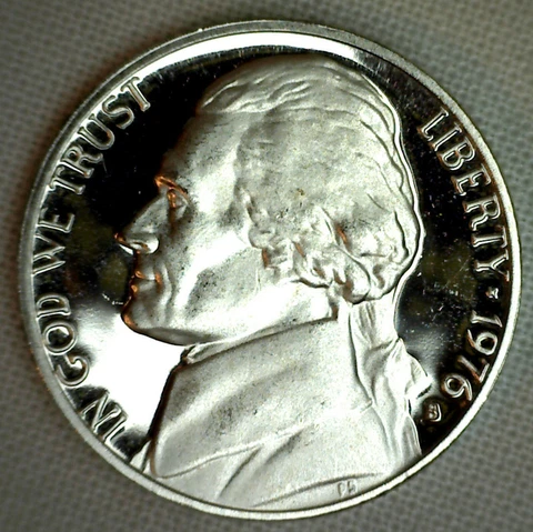 1976 PROOF Jefferson Nickel from US Mint Proof Set 5c Five Cent Coin Made in USA Cover