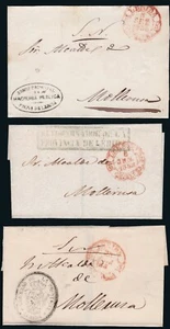 Lérida - Prefilatelia - PE 13R - Lote 3 envuelta con distintas marcas - Imagen 1 de 1