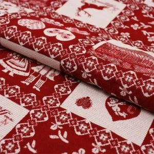 Stoff Meterware Landhaus Karo Rot Gardinenstoff Vorhangstoff Jacquardstoff Deko - Bild 1 von 4