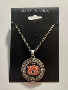 Auburn Tigers Crystal Circle Logo Necklace NCAA Licensed From The Heart - Picture 1 of 2