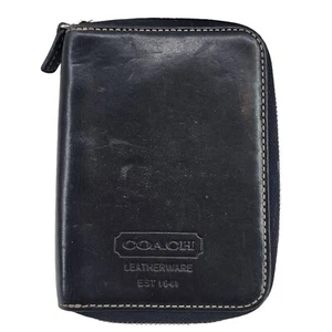 Vintage Coach Black Leather Palm Pilot PDA Organizer Zip Case Wallet Pouch - Picture 1 of 10