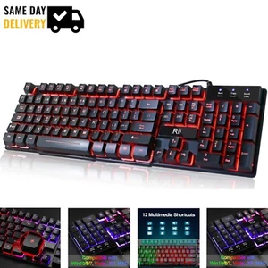 RII Computer Wired Mechanical Feel Gaming Keyboard Rgb LED Light Backlit Switche - Picture 1 of 6