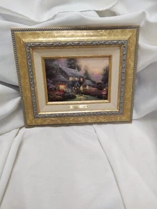 Julianne's Cottage Canvas Painting by Thomas Kinkade in 12x10 Gold Frame and COA - Picture 1 of 5