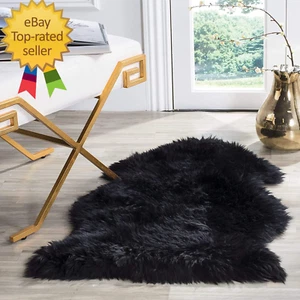 Premium Genuine Sheepskin Rug Black Real Australia Sheepskin Natural Luxury Fluf - Picture 1 of 12