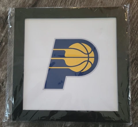 Indiana Pacers Framed Poster black frame white background New  DAMAGED 12 x 12 Cover