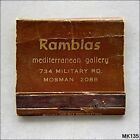 Ramblas Mediterranean Gallery 734 Military Rd Mosman Matchbook (MK135)