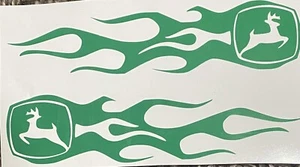 Green John Deere Flames Decal Sticker - Bild 1 von 1