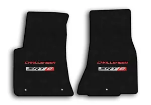 2011-2019 Dodge Challenger - Ebony Velourtex Carpet 2pc Front Mats - SRT 8 Logo - Foto 1 di 8