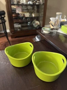 Rachel Ray 10 Oz Ramekins Ovenproof Dishwasher Safe Green Lot Of 2 Round handles - Picture 1 of 2
