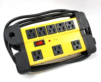 8-Outlet Power Strip Metal Mountable 1200 Joules Extension Cord Surge Protector - Image 1 of 4