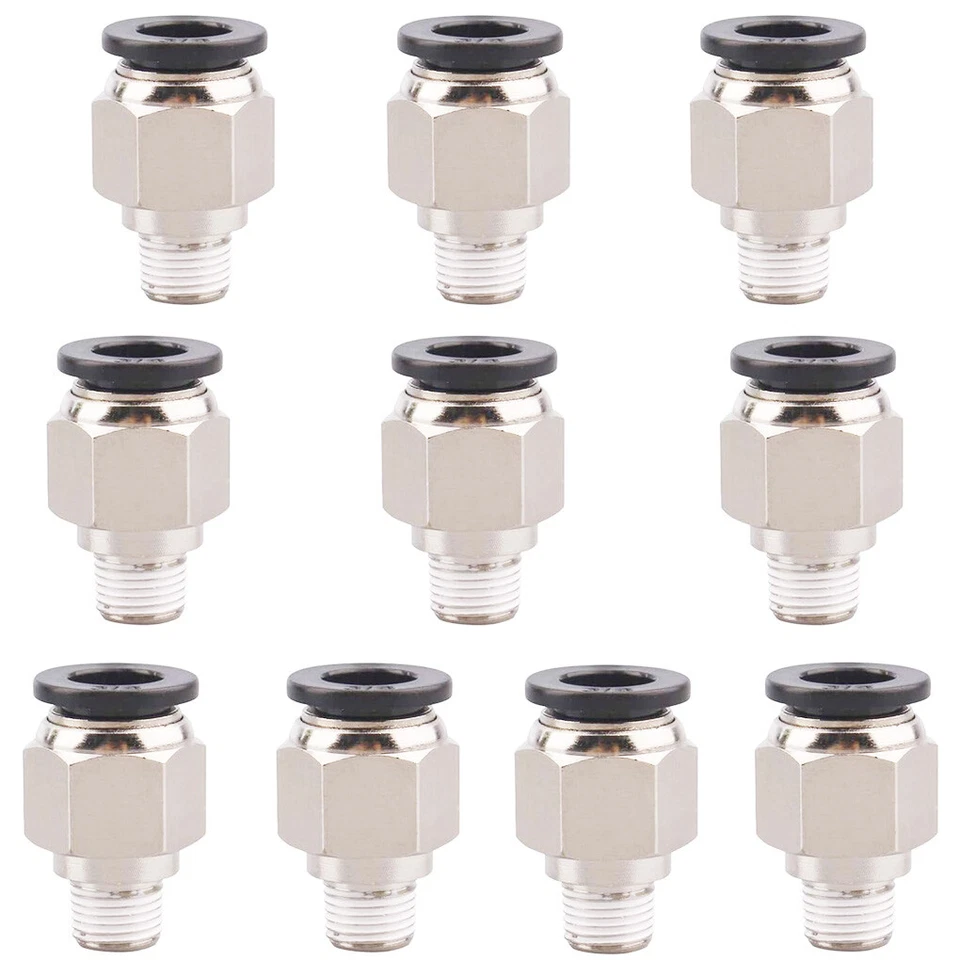 (Qty 10) OD 5/32" Tube x 1/8" NPT Pneumatic Fitting, Push To Connect Air Fitting - Image 1 of 4