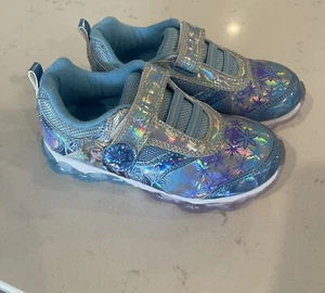 Disney Toddler Little Kids Girl's Frozen Sneakers Light Up Blue/Purple Size 12 - Picture 1 of 4
