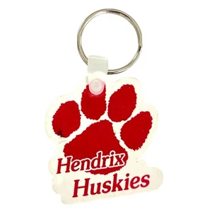 Vintage Hendrix Huskies Keychain Red White Pawprint School Mascot - Picture 1 of 3