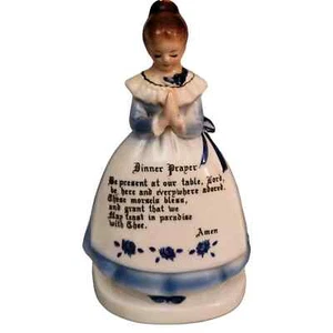 Enesco Dinner Prayer Lady Napkin Holder Blue Dress Mother Kitchen 6.5" - Picture 1 of 1