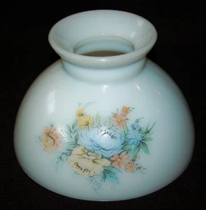 VINTAGE Milk Glass Lamp Shade Wildflowers 8" 1930's Made in USA - Picture 1 of 7