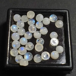 Natural Rainbow Moonstone Cabochon Round Loose Gemstone Lot 100 Pcs 6 MM 100 CT - Picture 1 of 4