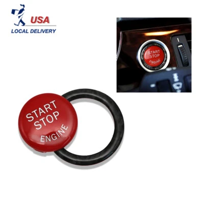 Red Start/Stop Engine Button Replace Cover With Ring For BMW E90 E92 E93 2009-12 Foto 1 de 4