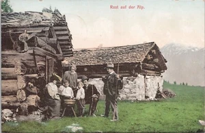 Litografía Suiza Ibach Rest Stop House en los Alpes 1908 - Imagen 1 de 2