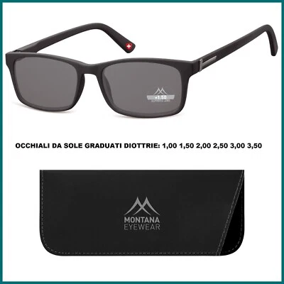 Occhiali da sole graduati uomo donna montana lettura vista neri 1,5 presbiopia - Immagine 1 di 3