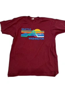 Vintage 80s Seattle Washington Graphic Tee Single Stitch USA Made L Screen Stars - Picture 1 of 4