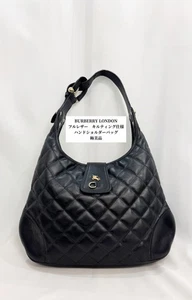 BURBERRY Hand Shoulder Bag Tote Purse Nova Check Quilting Dark Brown -Authentic- - Picture 1 of 20