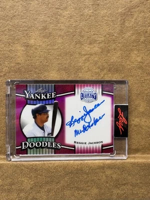 2025 Leaf Bronx Legacy Yankee Doodles Inscribed Autograph Pink Reggie Jackson /4 - Image 1 of 2