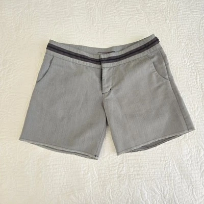 Volcom Gals Chino Shorts Grey Herringbone Adjustable Waist Raw Hem 5 Pocket Size - Image 1 of 4