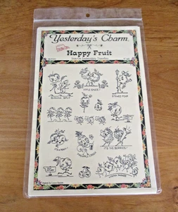Yesterday’s Charm HAPPY FRUIT Iron-On Embroidery Transfers & Illustrations - Picture 1 of 1