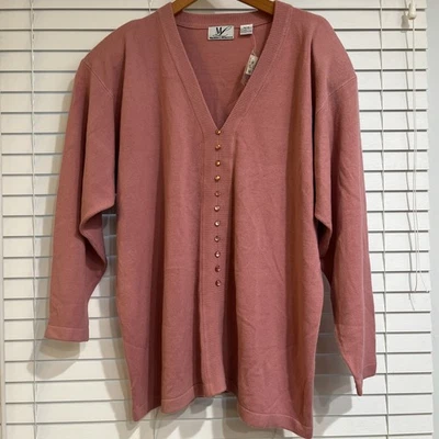 Винтажный мягкий вязаный свитер пуловер Maggie Lawrence розовый размер 26/28 Cottagecore новый из старых запасов - Изображение 1 из 4