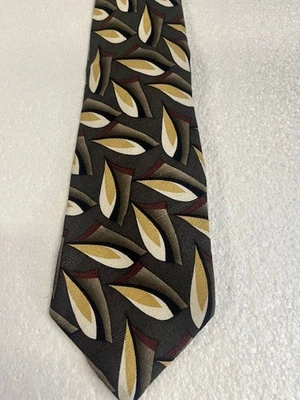 Cocktail Collection White Wine Green Gold Maroon Silk Neck Tie - Image 1 of 2