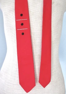 Vtg 50s 60s Lord Carroll Deep Red Sharkskin Skinny Jazz Tie Black Dots Bars 2.5" - Picture 1 of 6