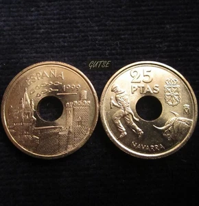 SPAIN, JUAN CARLOS I, 25 PESETAS 1999, "NAVARRE", ORIGINAL LUSTER, UNCIRCULATED. - Picture 1 of 1