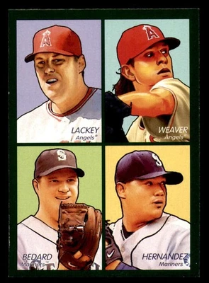 2009 UD Goudey 4 em 1 azul e verde #51 John Lackey-Jered Weaver-Felix Hernandez- - Imagem 1 de 4