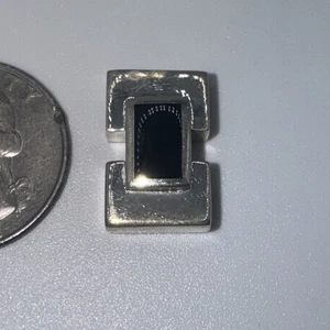 Ciondolo diapositiva in onice nera e sterling 925 vintage - Foto 1 di 5