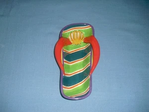 Ton Kunst Flip Flop Keramik Snack Schale Dip Schüssel Sandale ca 9" x 5" - Bild 1 von 3