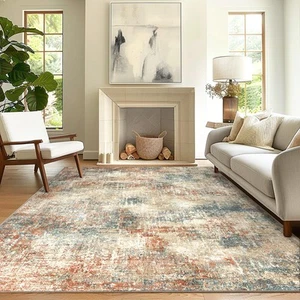 Washable Area Rugs for Living Room Bedroom, 8x10 Modern Abstract Non Slip Rug... - Picture 1 of 9